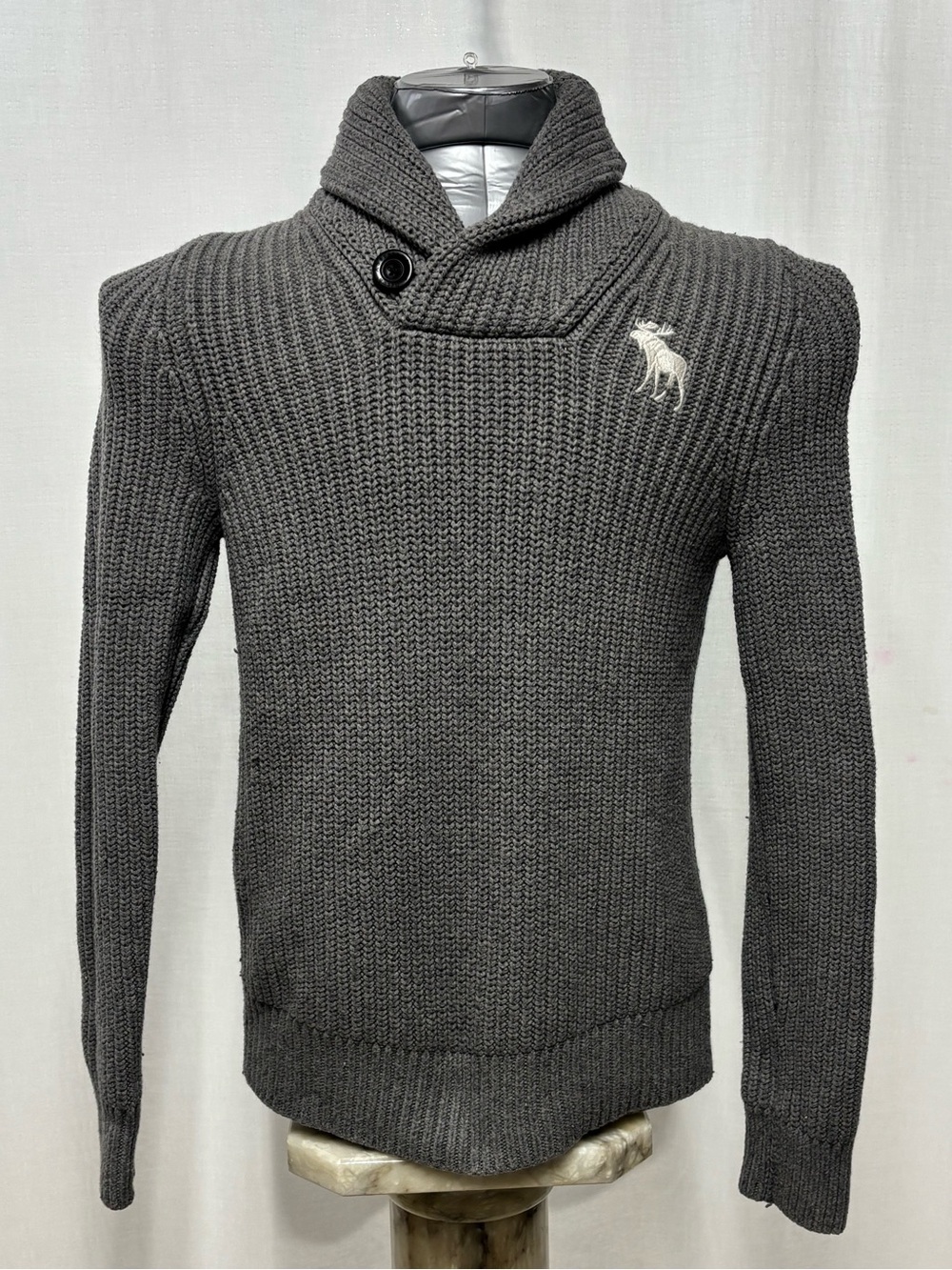 Abercrombie & Fitch Dark Gray Shawl Collar Turtleneck Sweater Large y2k preppy